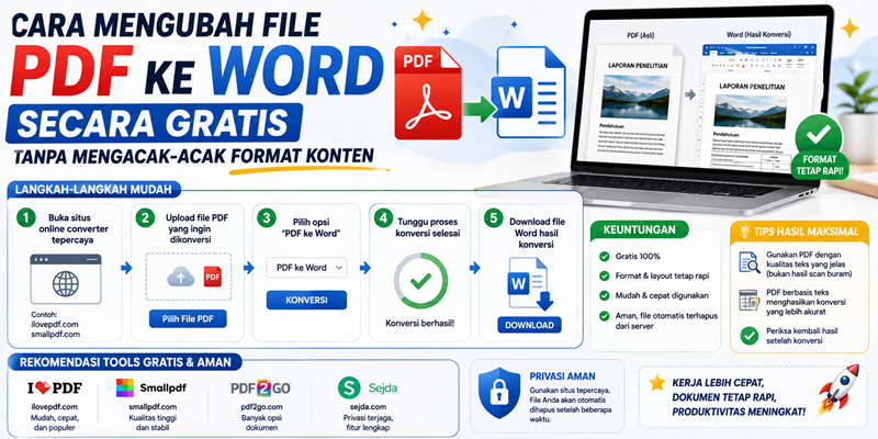 Cara Mengubah File PDF ke Word Secara Gratis Tanpa Mengacak-acak Format Konten