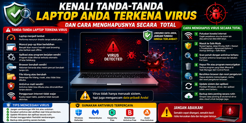 Kenali Tanda-Tanda Laptop Anda Terkena Virus dan Cara Menghapusnya Secara Total