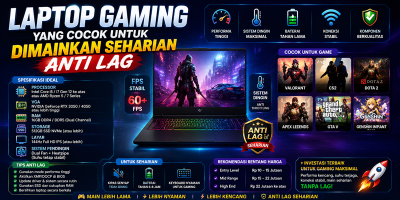 Laptop Gaming Yang Cocok Untuk Dimainkan Seharian Anti Lag