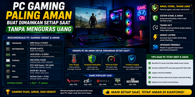 PC Gaming Paling Aman Buat Dimainkan Setiap Saat Tanpa Menguras Uang