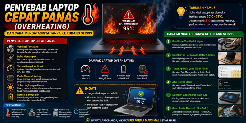 Penyebab Laptop Cepat Panas (Overheating) dan Cara Mengatasinya Tanpa Ke Tukang Servis