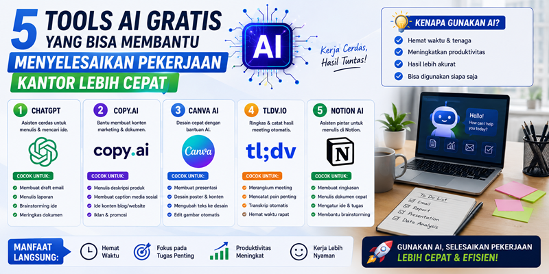 5 Tools AI Gratis yang Bisa Membantu Menyelesaikan Pekerjaan Kantor Lebih Cepat